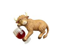 Cow Pot Hugger - Resin Decorative Planter Accent for Farmhouse Garden Displays | Sculpted Holding Wine with Glass Ornament, Cute Outdoor Decor for Courtyard Pathway Landscaping, 5.91x4.72x3.94in