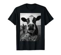 Cow Running Away from Farmer Humor Country Funny Cow Selfie Camiseta