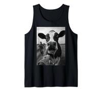 Cow Running Away from Farmer Humor Country Funny Cow Selfie Camiseta sin Mangas