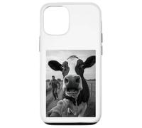 Cow Running Away from Farmer Humor Country Funny Cow Selfie Carcasa para iPhone 12/12 Pro