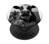 Cow Running Away from Farmer Humor Country Funny Cow Selfie PopSockets PopGrip Adhesivo