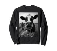 Cow Running Away from Farmer Humor Country Funny Cow Selfie Sudadera