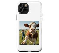 Cow Selfie Running Away from Farmer Humor Country Funny Life Carcasa para iPhone 11 Pro