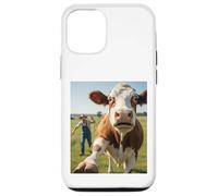 Cow Selfie Running Away from Farmer Humor Country Funny Life Carcasa para iPhone 12/12 Pro