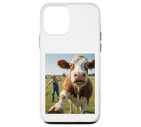 Cow Selfie Running Away from Farmer Humor Country Funny Life Carcasa para iPhone 12 Mini