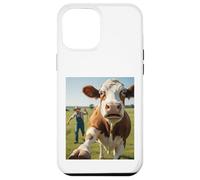 Cow Selfie Running Away from Farmer Humor Country Funny Life Carcasa para iPhone 12 Pro MAX