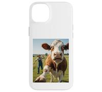Cow Selfie Running Away from Farmer Humor Country Funny Life Carcasa para iPhone 14 Plus