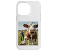 Cow Selfie Running Away from Farmer Humor Country Funny Life Carcasa para iPhone 14 Pro MAX