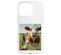 Cow Selfie Running Away from Farmer Humor Country Funny Life Carcasa para iPhone 15 Pro MAX