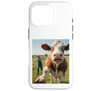 Cow Selfie Running Away from Farmer Humor Country Funny Life Carcasa para iPhone 16 Pro