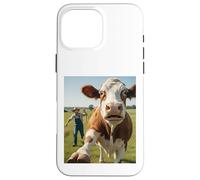 Cow Selfie Running Away from Farmer Humor Country Funny Life Carcasa para iPhone 16 Pro MAX