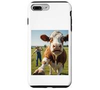 Cow Selfie Running Away from Farmer Humor Country Funny Life Carcasa para iPhone 7 Plus/8 Plus
