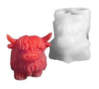 Cow Silicone Mold, 3D Resin Molds, Food-Grade Highland Cow Shape 2.64x3.35x2.6in, for Cake, Jelly, Wax, Gummy, Ice, Baking, Soap, Candy, Crafts, Candle Making, Strong Material