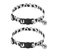 Cow Spot - Collares blancos y negros para gatos, paquete de 2 collares para cachorros con campana