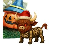 Cow Statue - Halloween Highland Skull Figurine with Rustic Style for Seasonal Display, Sturdy Handcrafted Ornament, Lifelike Texture, Table Mantel Decor for Farmhouse, Bedroom, Porch, Entryway