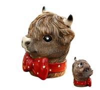 Cow Statue - Tabletop Farmhouse Cute Scottish Figurines with Bow Tie