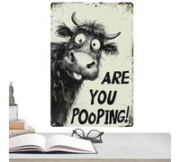 Cow Wall Art - 30x20cm Metal Farm Animal Sign For Rustic Home Decor, Humorous "Are You Pooping" Quote With Lightweight Build, Funny Wall Decoration For Farmhouse Bathroom Kitchen