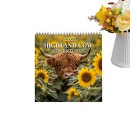 Cow Wall Calendar - 12-month Rustic Cow Spiral Yearly Planner