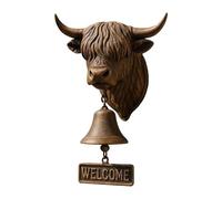 Cow Welcome Bells, Front Door Garden Decor Chime, 9.84x5.91 Inches Wall Mounted with Rustic Design, Metal Hanging Bell, Decorative Entry Bells with Farmhouse Style, Door Bell for Porch Gate