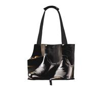 Cowboy Black Hat Western Boots Print Puppy Carrier Dog Walking Bags Pets Dogs Carrier Bags for Small Dogs and Cat and Rabbit
