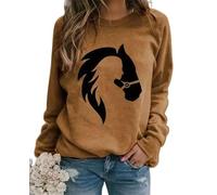 Cowboy Caballo 3D Impresión Sudaderas Mujeres Cuello de tripulación Manga Larga Sudaderas Mangas Raglan Pullovers Y2k Harajuku Tops Ropa Femenina