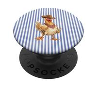 Cowboy Chicken Western Stripe Graphic Illustration PopSockets PopGrip Adhesivo