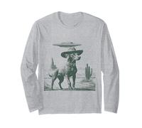 Cowboy Dog OVNI Alien Secuestro Divertido Desierto Occidental Escena Manga Larga