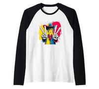 Cowboy Double Peace Retro Pop Western Personaje Gráfico Camiseta Manga Raglan