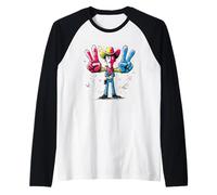 Cowboy Double Peace Retro Pop Western Personaje Gráfico Camiseta Manga Raglan