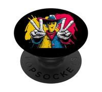 Cowboy Double Peace Retro Pop Western Personaje Gráfico PopSockets PopGrip Adhesivo