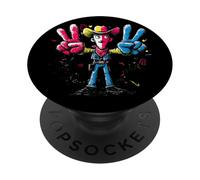 Cowboy Double Peace Retro Pop Western Personaje Gráfico PopSockets PopGrip Adhesivo