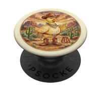 Cowboy Duck Western Desert Graphic Illustration PopSockets PopGrip Adhesivo