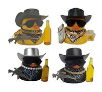Cowboy Ducks, 4 piezas Animal Decor Set, Collectible Cute Design, Desktop Display Figurines, Parties Favor Toys for Baby Shower, Bookshelf, Bedside, Bathtub, Swimming Pool Use, 2,36 x 1,97 pulgadas