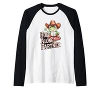 Cowboy Frog On A Mushroom Lindo Cottagecore Hop Along Partner Camiseta Manga Raglan