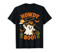 Cowboy Ghost Howdy Boo Halloween Western Hombres Mujeres Camiseta gráfica económica, Hombre, Negro, M