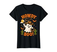 Cowboy Ghost Howdy Boo Halloween Western Hombres Mujeres Camiseta gráfica económica, Mujer, Negro, S