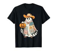 Cowboy Ghost Pumpkin Halloween Patchwork Cowboy Costume Camiseta