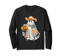 Cowboy Ghost Pumpkin Halloween Patchwork Cowboy Costume Manga Larga