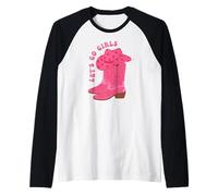 Cowboy Hat Boots Let's Go Girls Western Rodeo Cowgirls Camiseta Manga Raglan