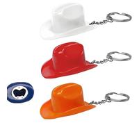 Cowboy Hat Bottle Opener Keychain - Portable Metal Beer Opener, Western Gift for Men & Beer Lovers (Write+Orange+Red)