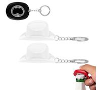 Cowboy Hat Bottle Opener Keychain, Portable Western Texas Style Metal Beer Opener, Cowgirl Tejana Party Favors Bulk Set, for Men and Beer Lovers (2* White)