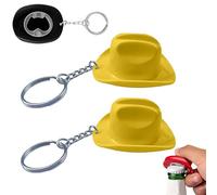Cowboy Hat Bottle Opener Keychain, Portable Western Texas Style Metal Beer Opener, Cowgirl Tejana Party Favors Bulk Set, for Men and Beer Lovers (2*Yellow)