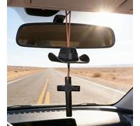 Cowboy Hat & Cross Car Charm, Western Rearview Mirror Ornament, Cowboy Hat with Cross for Car Mirror Hanging, Hanging Pendant Decor for Cars & Home, Gift for Style & Faith (Black)