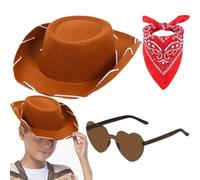 Cowboy Hat for Kids Heart-Shaped Sunglasses Bandana Costume Play Set