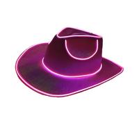 COWBOY HAT | Headwear Neon Glitter Light Up Hats | Brillo en el sombrero de iluminado con batería oscura, sombreros de vestir, accesorios de disfraces de discoteca occidental