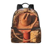 Cowboy Hat Lasso Mochila ligera de viaje con funda para portátil | Cómodas correas acolchadas. Múltiples bolsillos. Ideal para uso diario.
