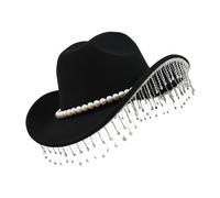 Cowboy Hat Men - Fancy Wide Brim Headwear, Rhinestone Tassels Western Hat | Adult Ladies Girls Party Festival Carnival Concert Wedding, Stylish Durable Headpiece for Costume Dress Up Outdoor Events Fa