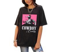 Cowboy Killer - Camiseta de manga corta para mujer, estilo retro con diseño de calavera de toro, estilo retro, Negro carbón-1, M