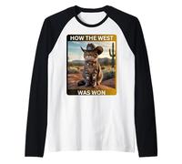 Cowboy Kitty How The West Was Funny Western Cat Tee Camiseta Manga Raglan