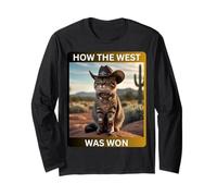 Cowboy Kitty How The West Was Funny Western Cat Tee Manga Larga